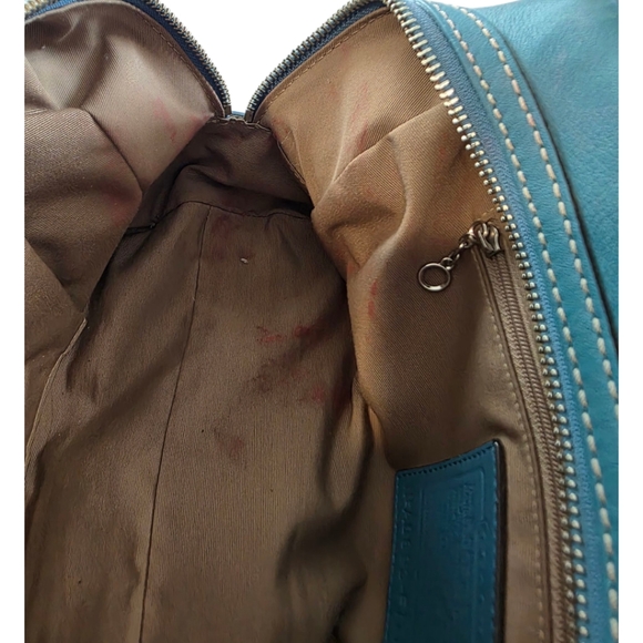 Coach Vintage Soft Smooth Leather Teal Blue Hampton Satchel #F11198 - Picture 13 of 16